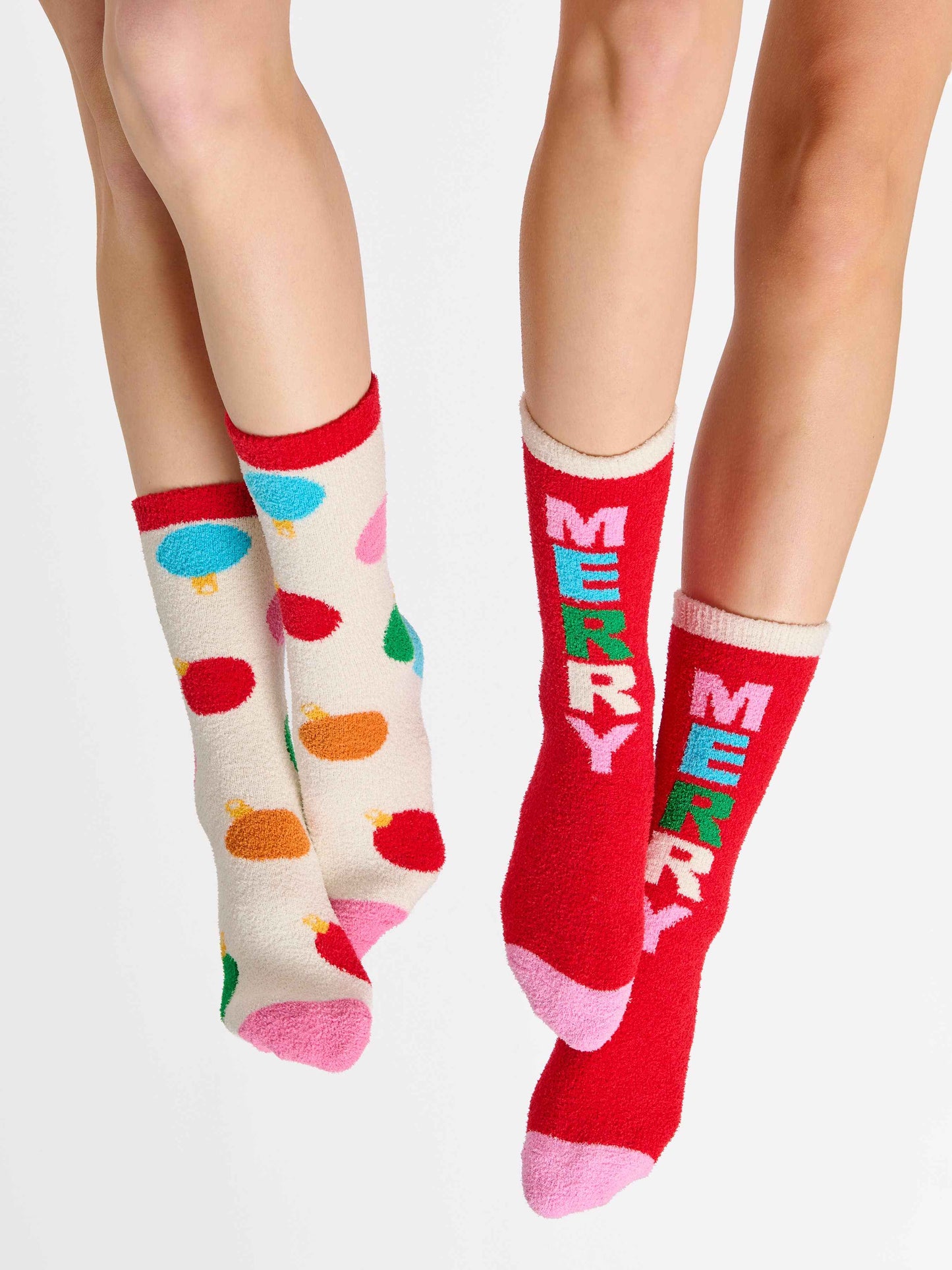 Festive Ivory Ornament Socks