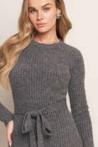 A sweater knit midi dress - ISW5236 H GREY