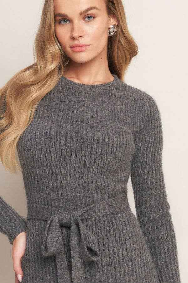 A sweater knit midi dress - ISW5236 H GREY