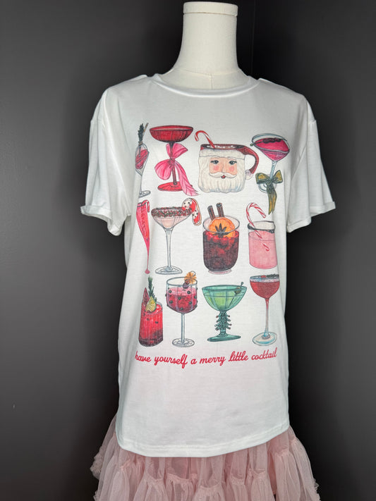 A Merry Little Cocktail T-Shirt - Christmas Cocktails - Christmas Bar - Woman's Holiday Outfit - Woman's Christmas Party Outfit - Woman's Clothing, Mentor, Painesville, Perry, Cleveland, Ohio - The Envy Co, Painesville OH