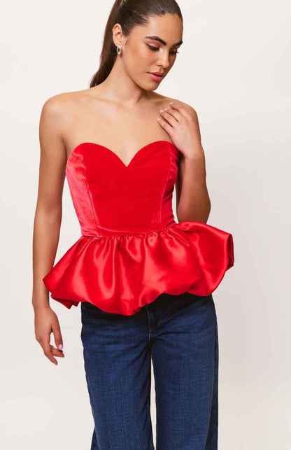 Velvet Peplum Top
