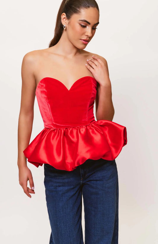 Velvet Peplum Top