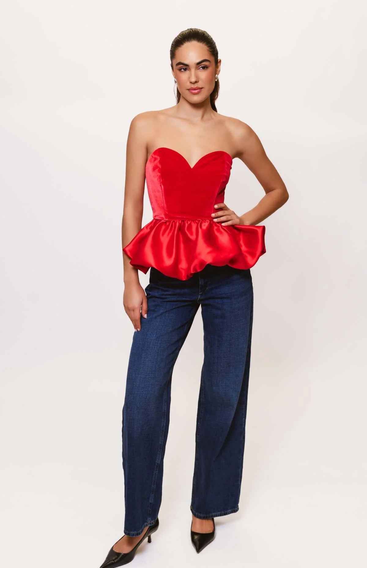 Velvet Peplum Top