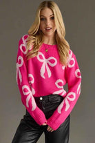 Pretty In Pink Sweater - Sweater Weather - Fall Sweater - Valentines Day Sweater - Romantic Sweater - Bow Sweater - Pink Sweater - Woman's Clothing Boutique - The Envy Co, Painesville OH