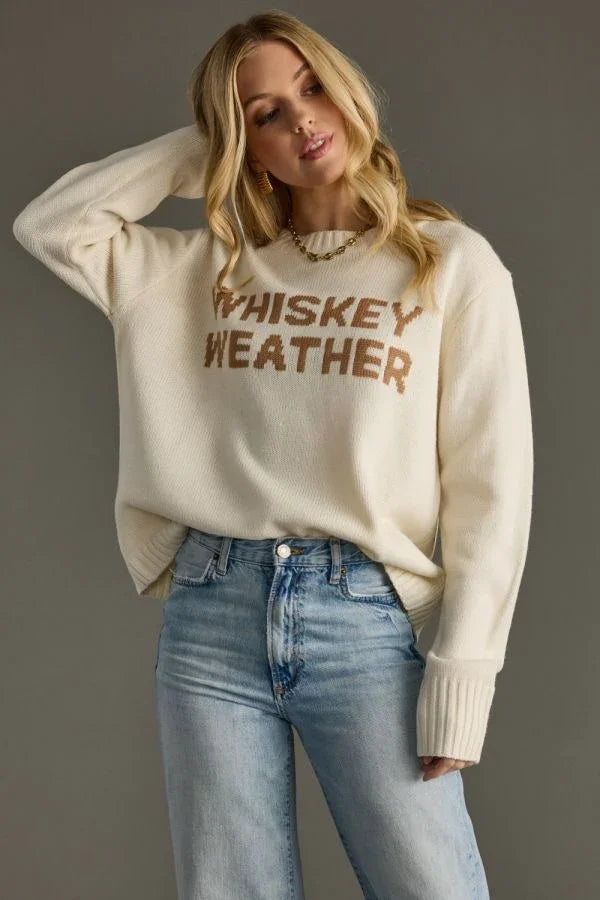 Whiskey Weather Sweater - Woman's Clothing Boutique - Size inclusive Fashion - Whiskey drinking sweater