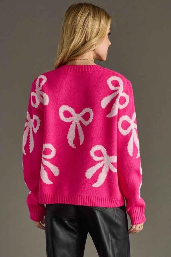 Pretty In Pink Sweater - Sweater Weather - Fall Sweater - Valentines Day Sweater - Romantic Sweater - Bow Sweater - Pink Sweater - Woman's Clothing Boutique - The Envy Co, Painesville OH