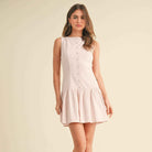 Milk pink - drop waist dress - button up dress - romantic dress - Date night dress - Woman's winery dress - Bridal shower dress - light pink dress - The Envy Co, Painesville OH