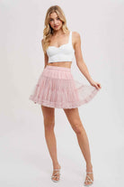 RUFFLE-TIERED TULLE TUTU MINI SKIRT