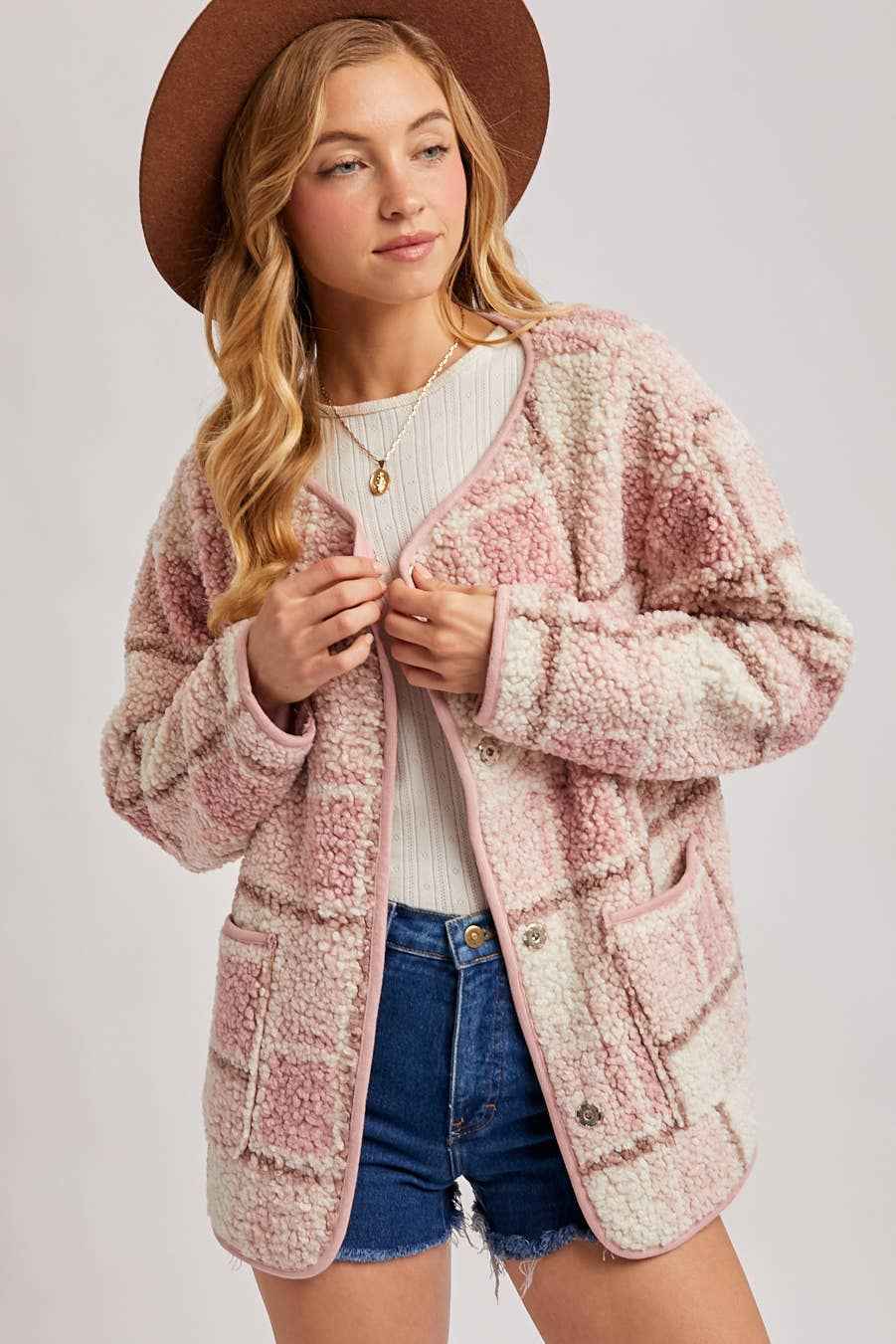 SNAP BUTTON UP ROUND NECK JACKET