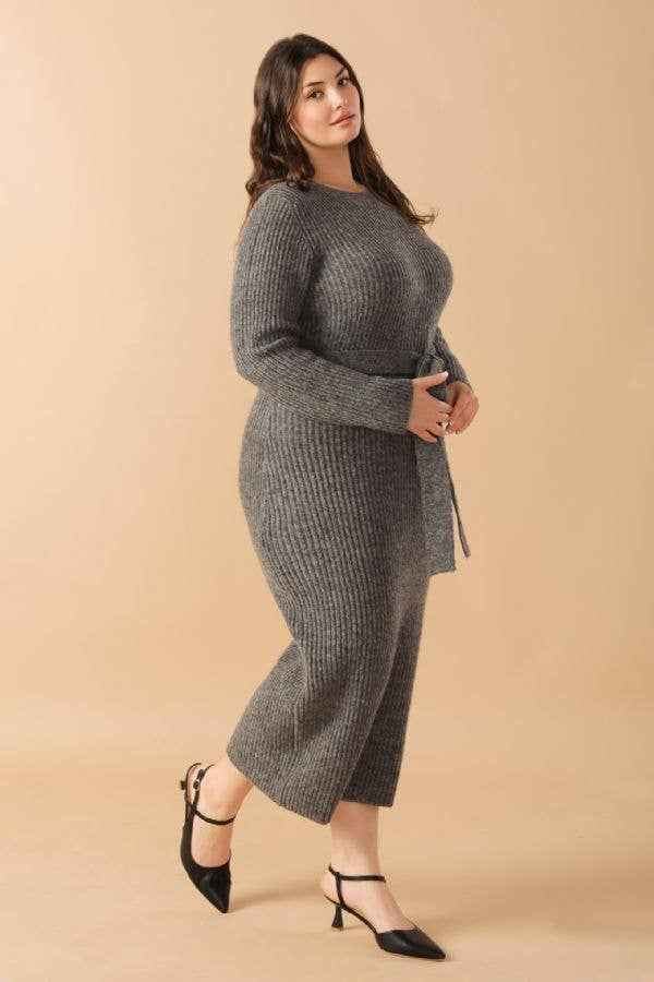 A sweater knit midi dress - ISW5236-P