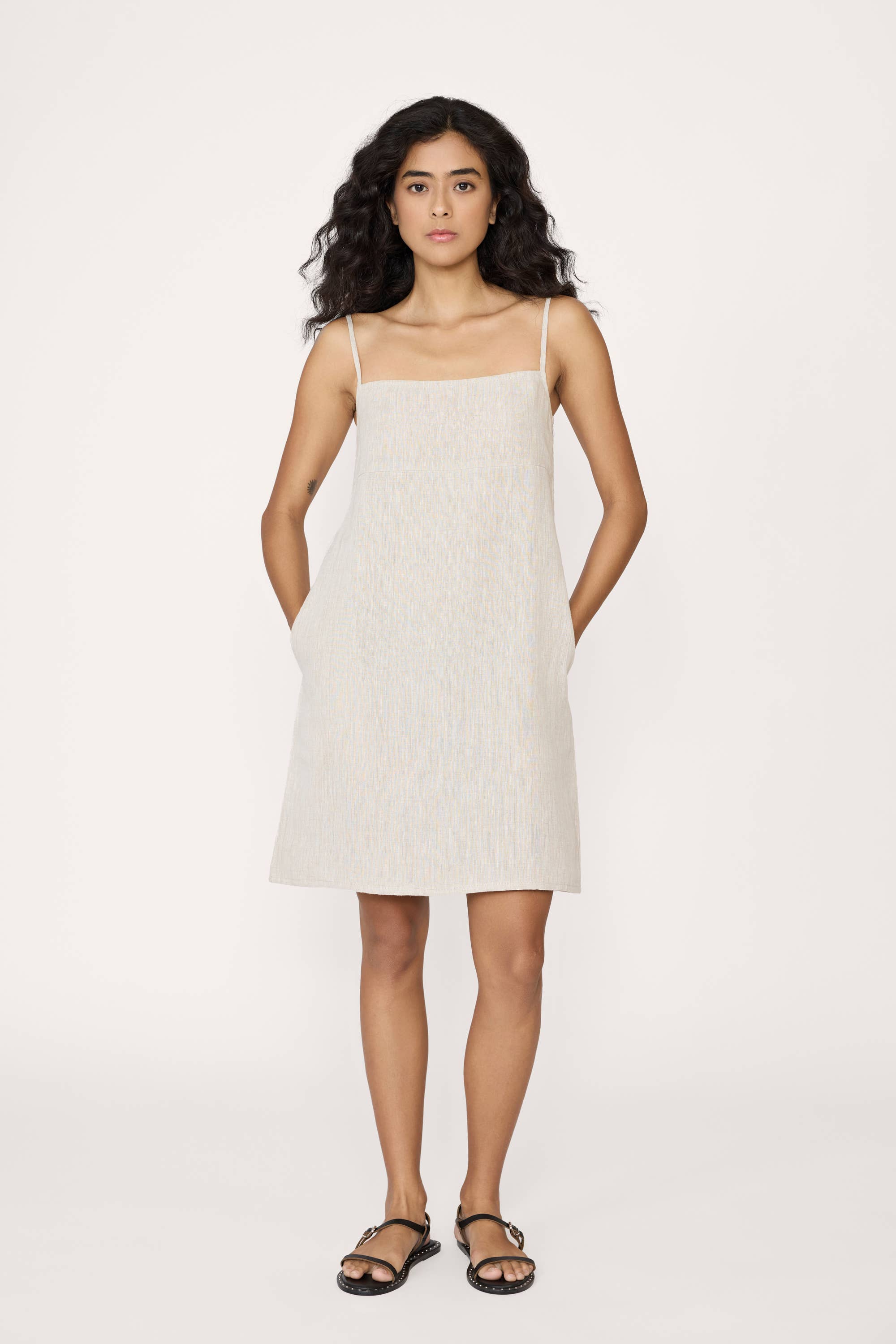 Organic Linen Mini Dress - The Envy Co - Shop The Envy Co - Organic mini dress - linen mini dress - neutral color dress - summer linen dress - summer mini dress - summer dress