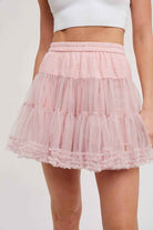 RUFFLE-TIERED TULLE TUTU MINI SKIRT