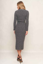 A sweater knit midi dress - ISW5236 H GREY
