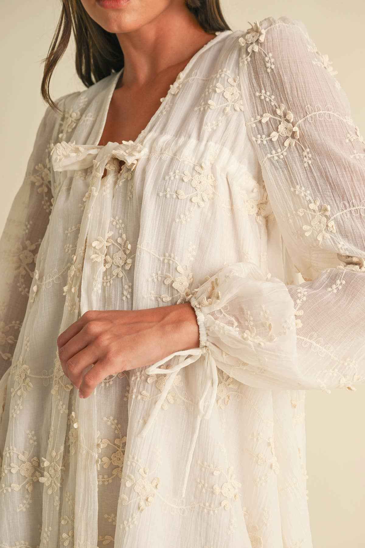 Embroidered Long Sleeve Mini Dress LD1678