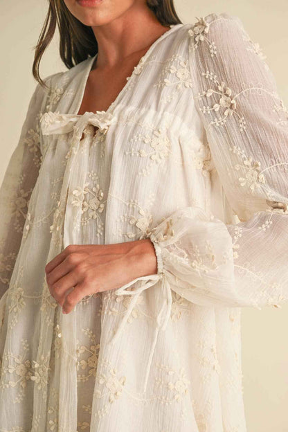 Embroidered Long Sleeve Mini Dress LD1678