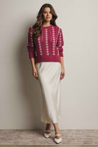 Embroidered Cable Knit Pullover FSW0019