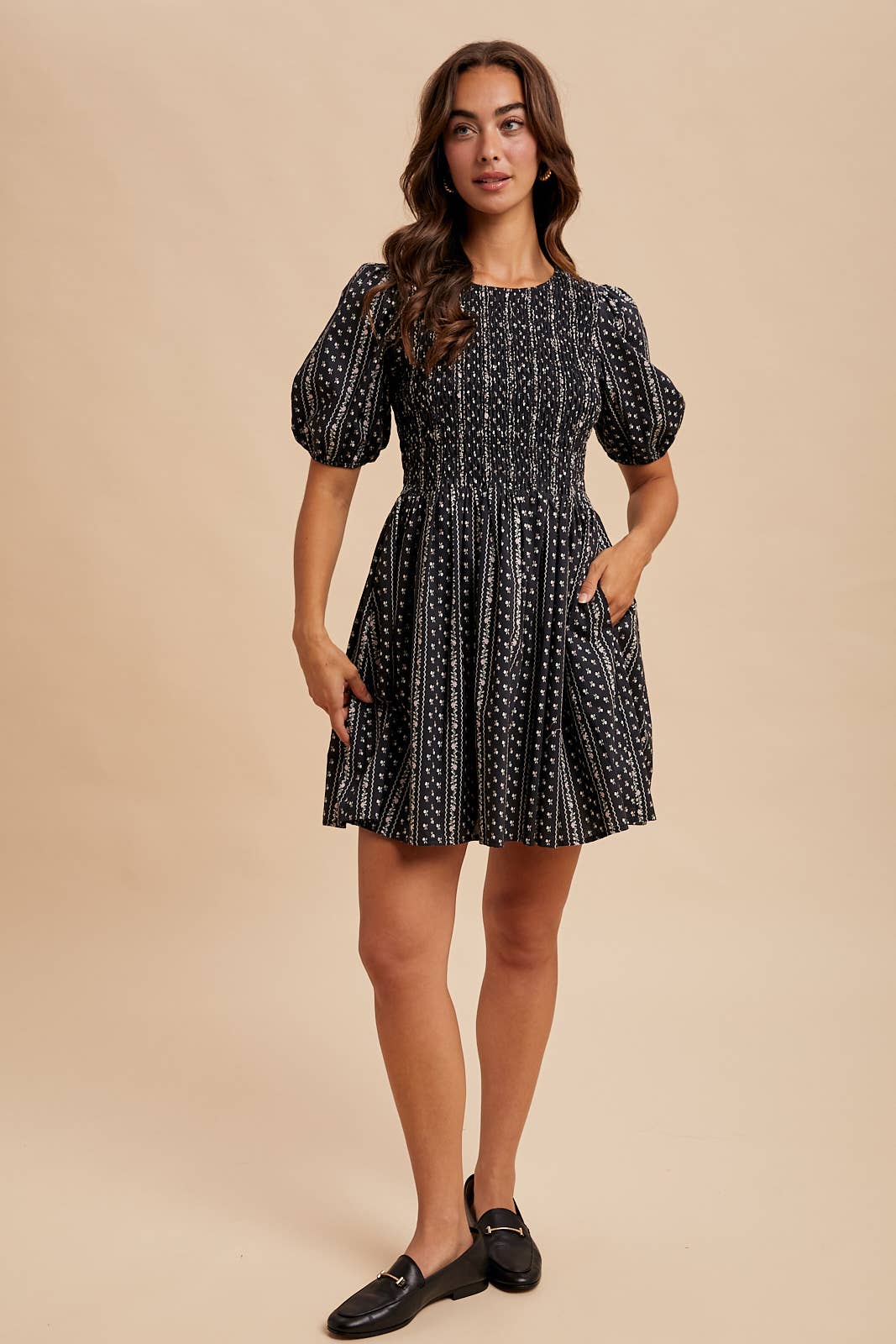 Smocked Loom Mini Dress