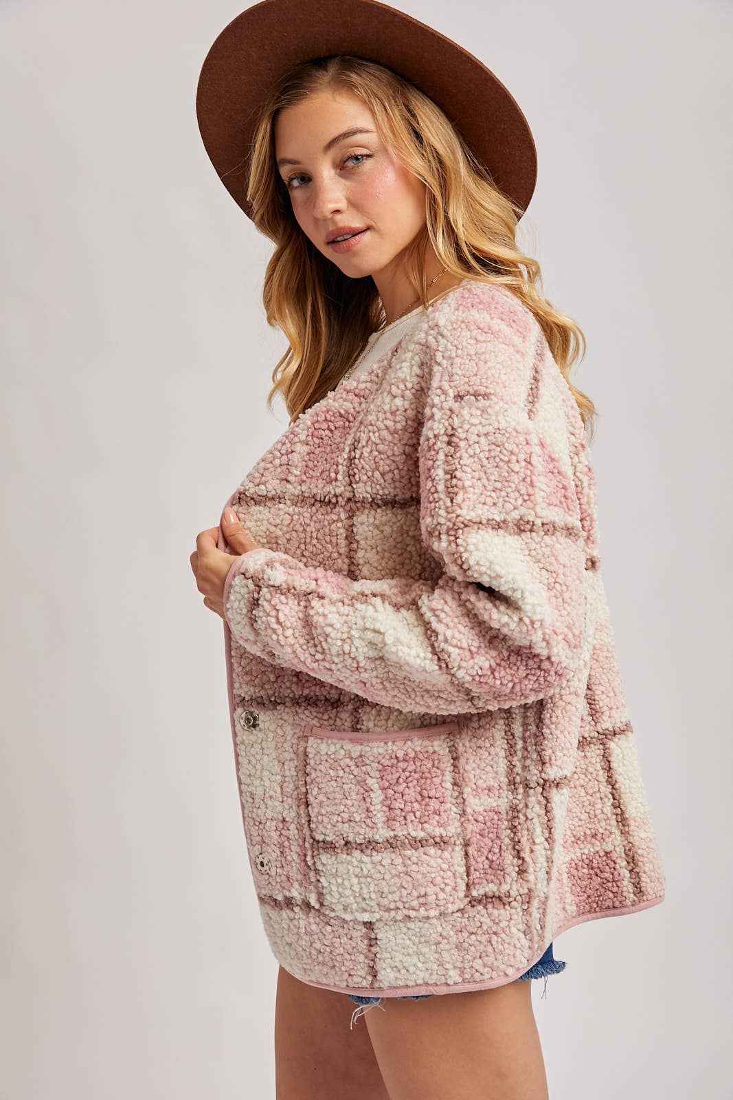 SNAP BUTTON UP ROUND NECK JACKET