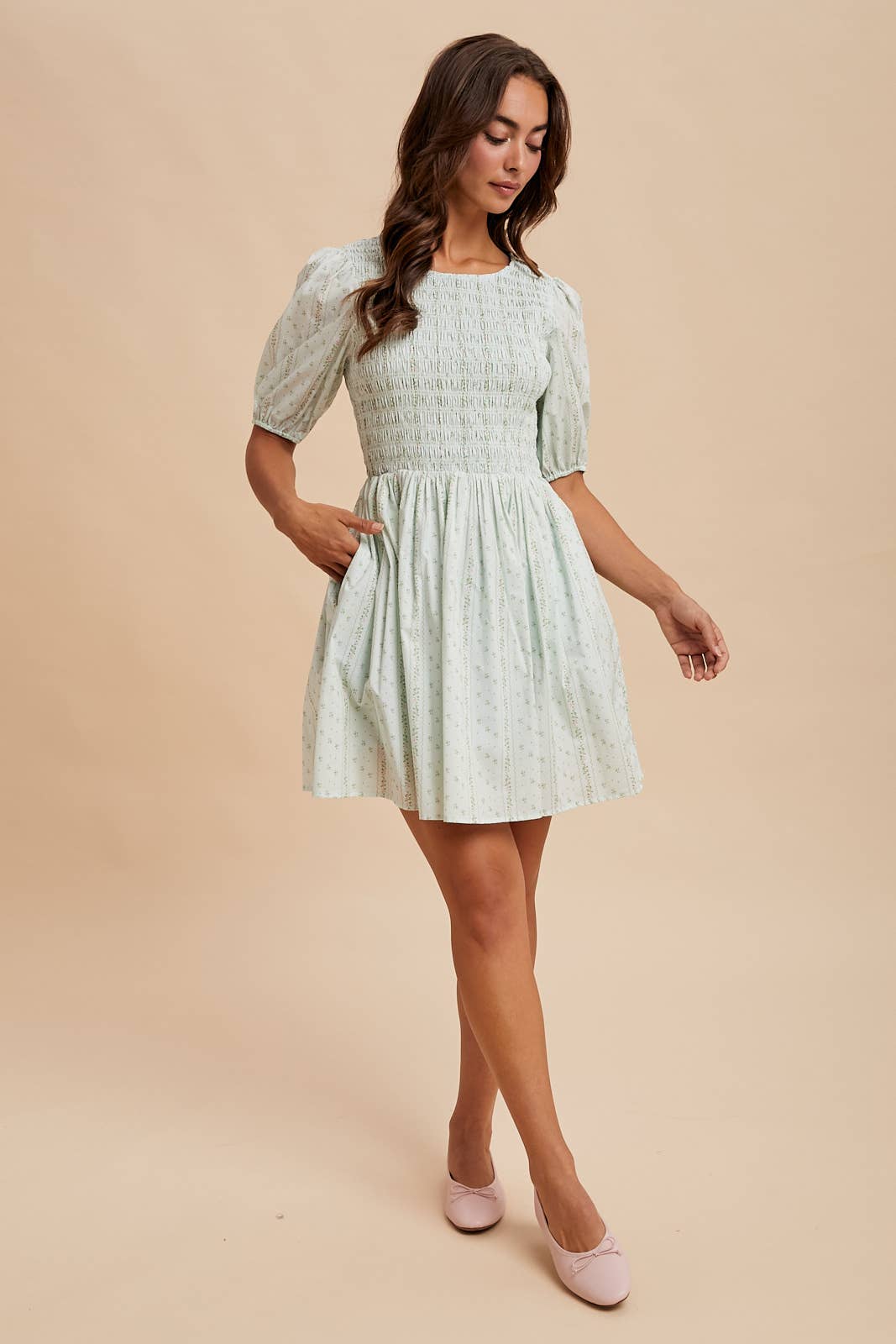 Smocked Loom Mini Dress
