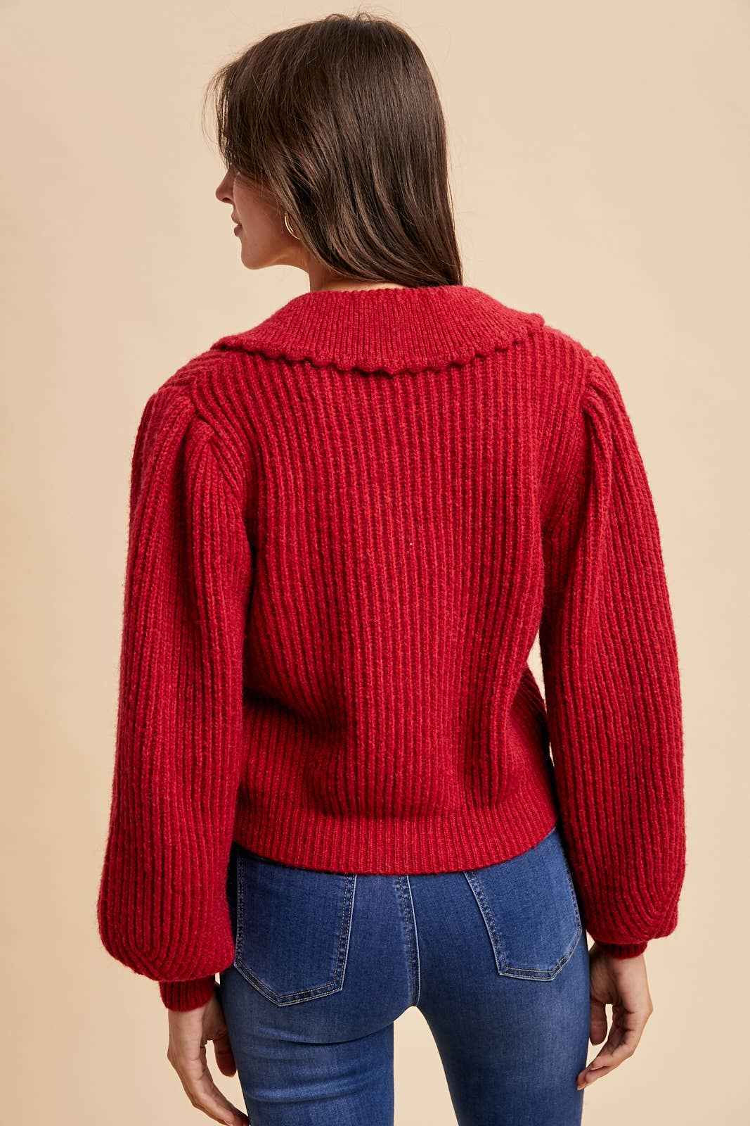 CHUNKY COLLAR KNITTED CARDIGAN