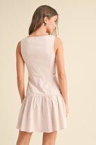 Milk pink - drop waist dress - button up dress - romantic dress - Date night dress - Woman's winery dress - Bridal shower dress - light pink dress - The Envy Co, Painesville OH