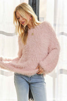 CESW3448A - BOAT NECK SOFT FUZZY SWEATER TOP