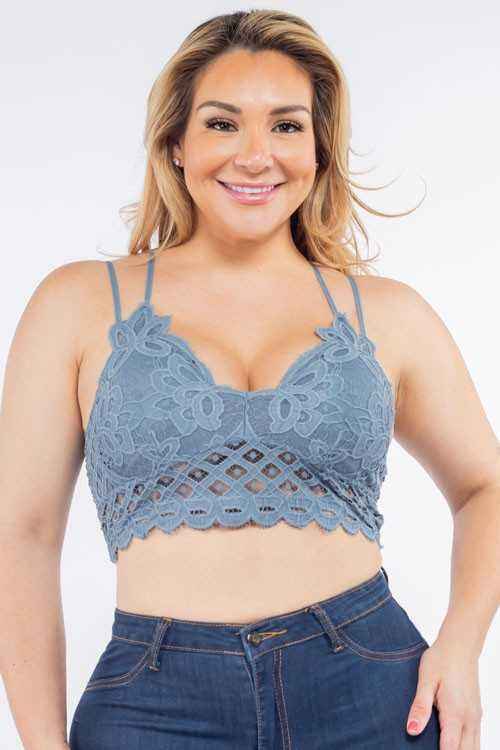 Plus Size Scalloped Lace Cami Bralette