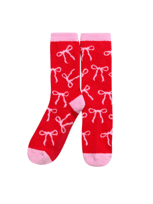 Festive Red Bow Socks