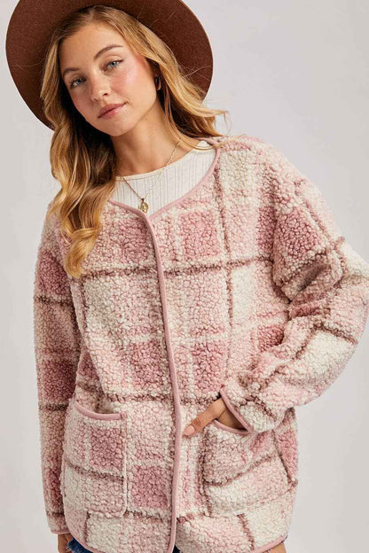 SNAP BUTTON UP ROUND NECK JACKET