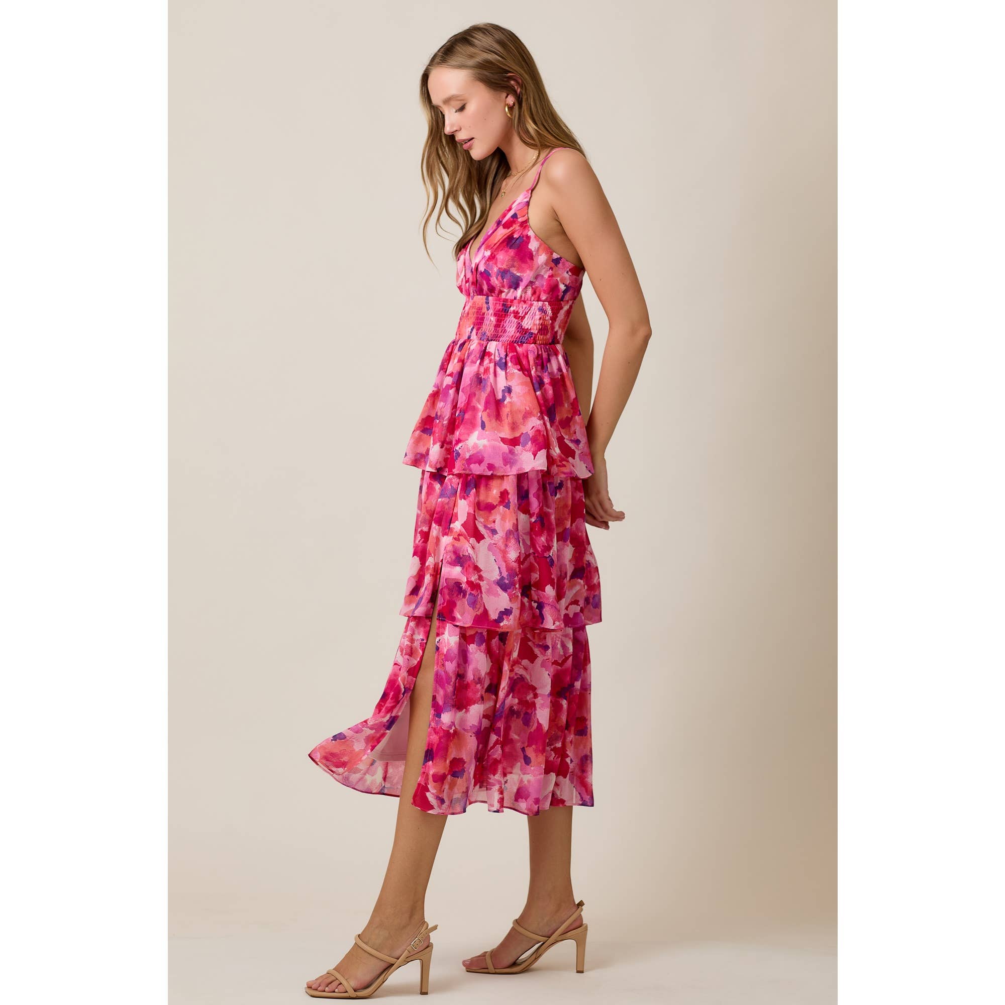 Watercolor Chiffon Midi Dress - The Envy Co
