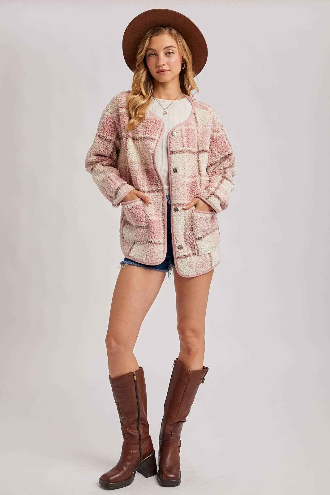 SNAP BUTTON UP ROUND NECK JACKET