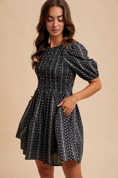 Smocked Loom Mini Dress