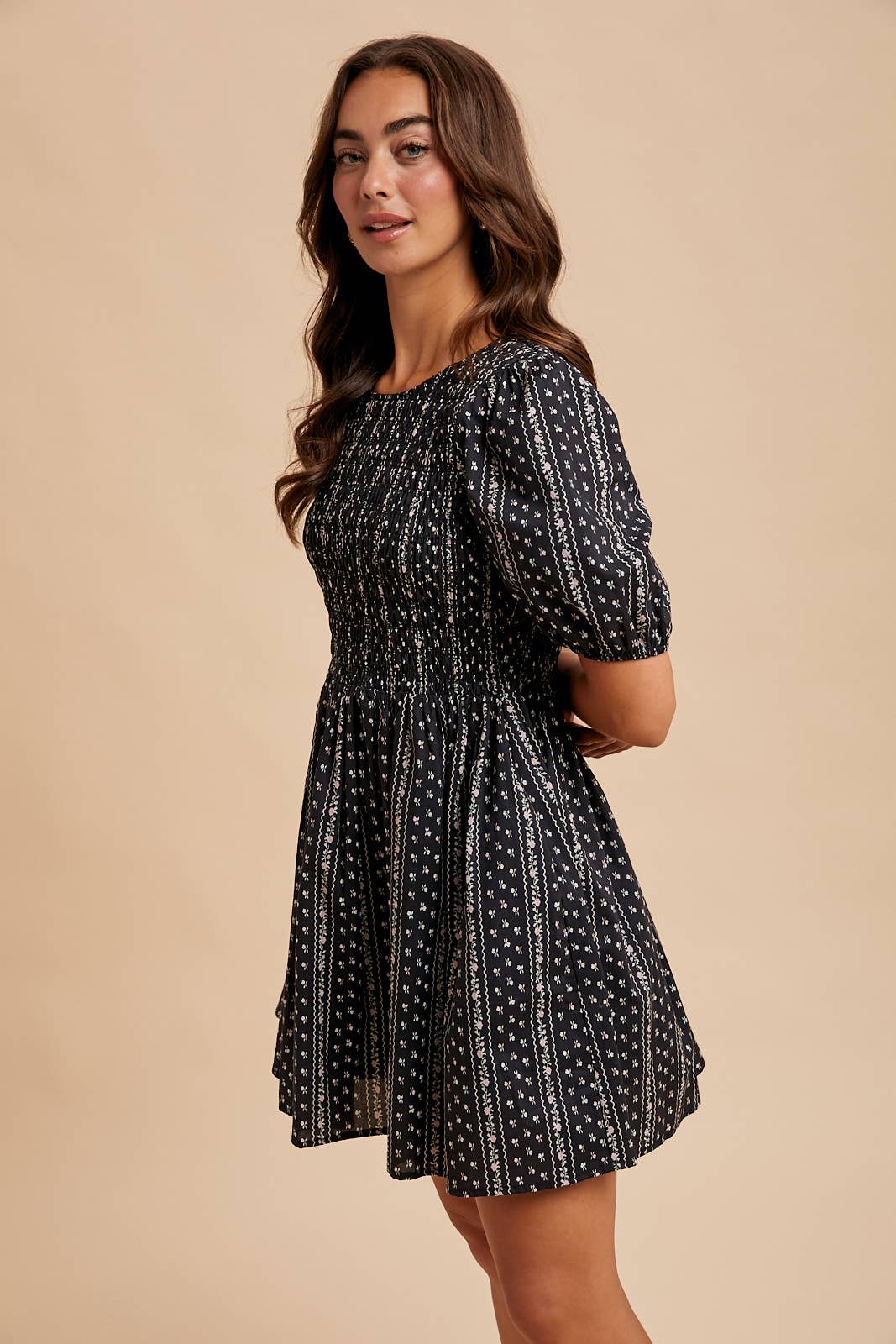 Smocked Loom Mini Dress