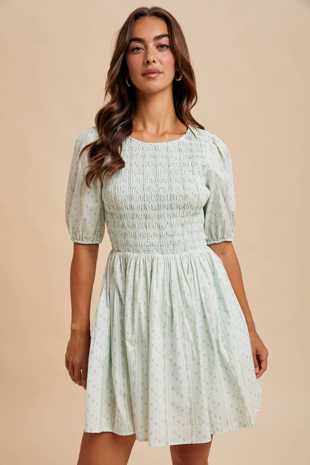 Smocked Loom Mini Dress