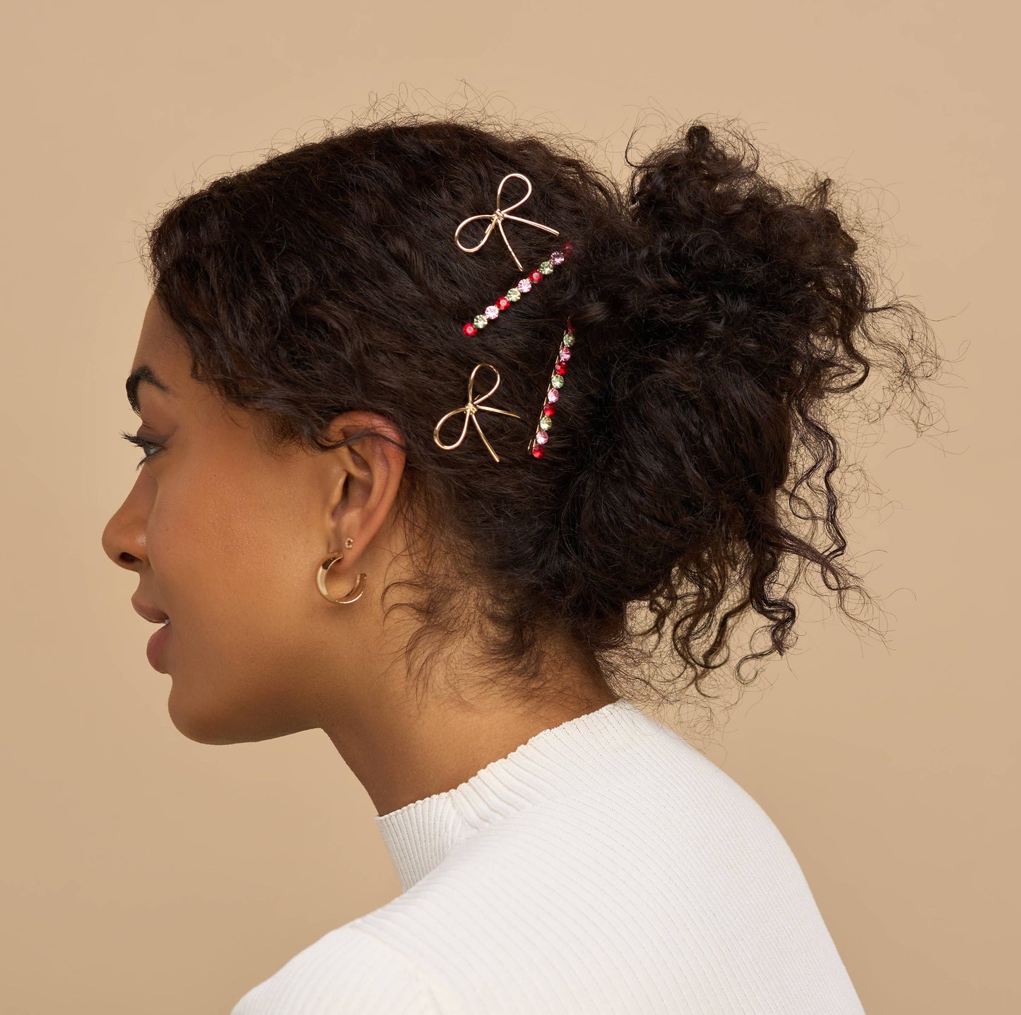 Holiday Gemstone and Bow Bobby Pins 4pc Set - The Envy Co