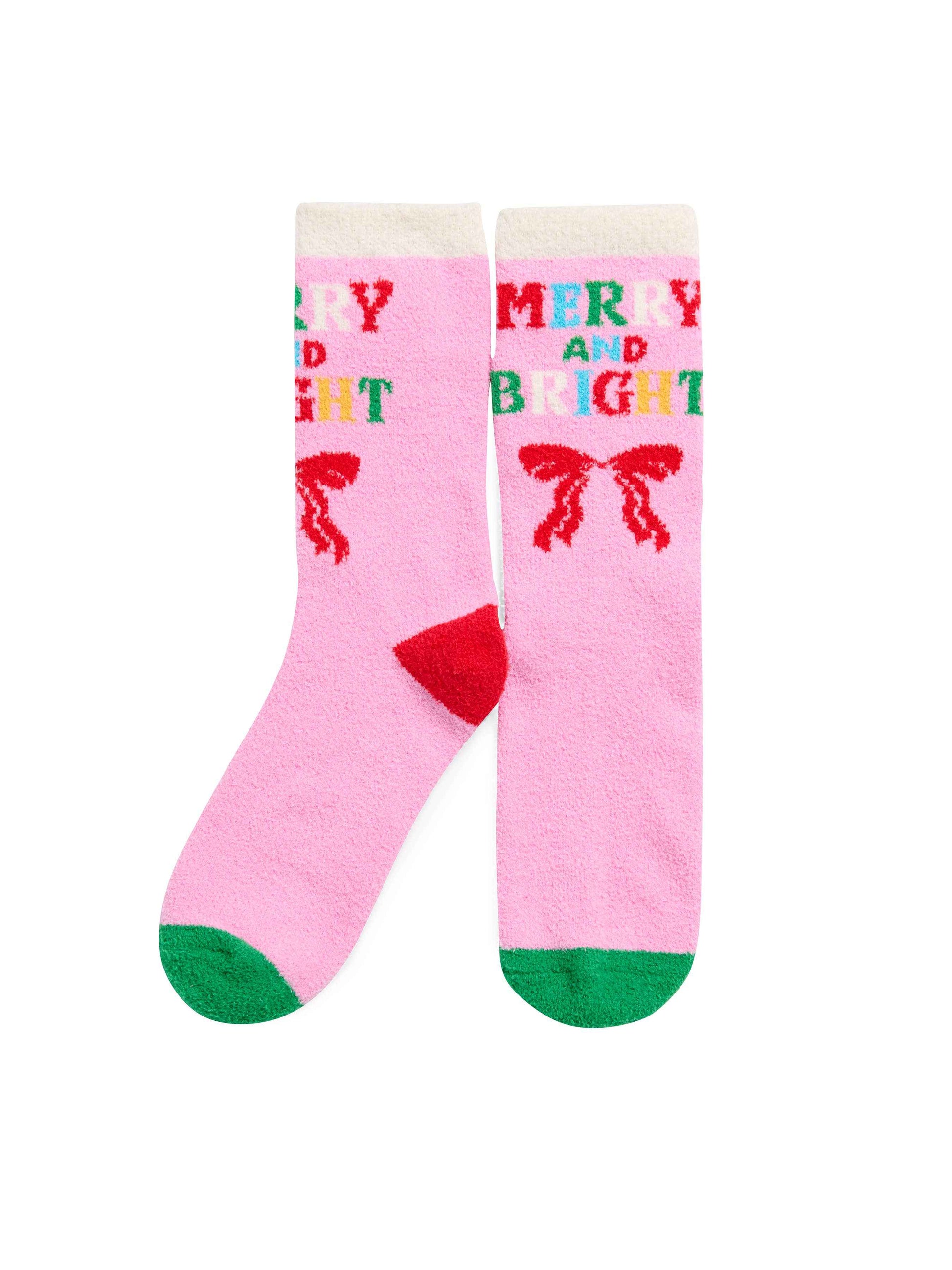 Festive Merry & Bright Pink Socks