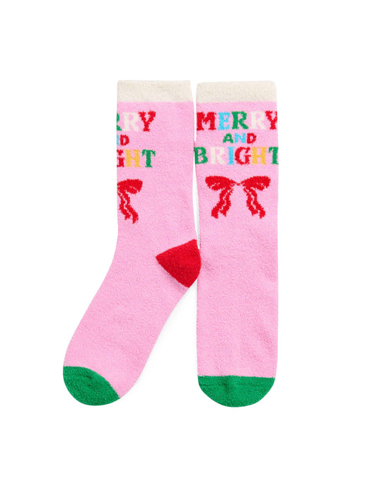Festive Merry & Bright Pink Socks