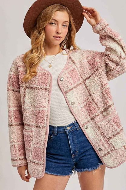 SNAP BUTTON UP ROUND NECK JACKET